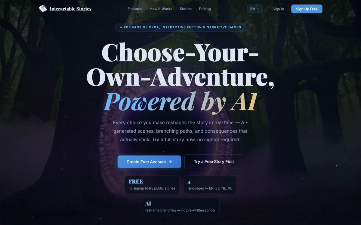 Interactable Stories — product screenshot